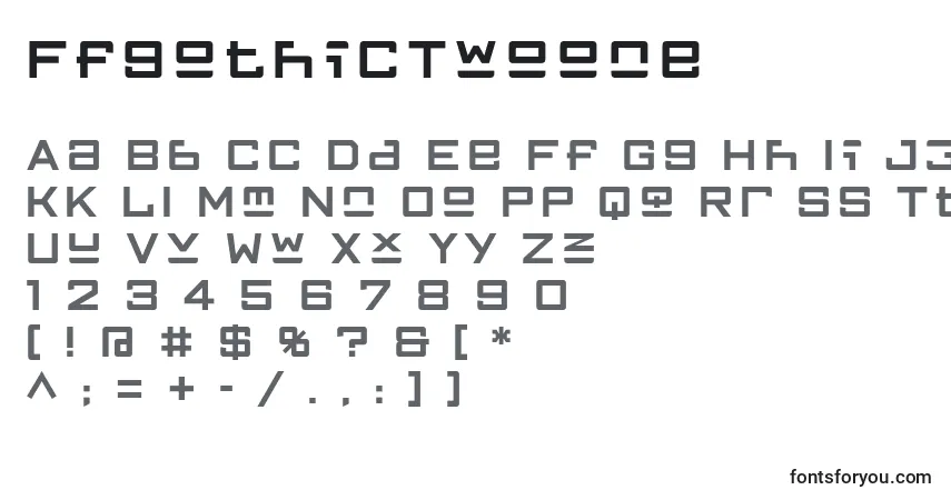 A fonte FfgothicTwoone – alfabeto, números, caracteres especiais