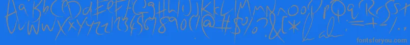 フォントLazyWriter – 青い背景に灰色の文字
