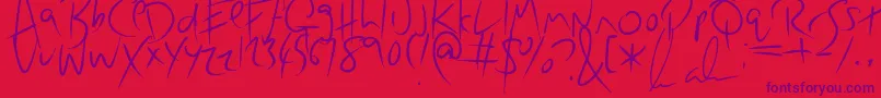 LazyWriter Font – Purple Fonts on Red Background