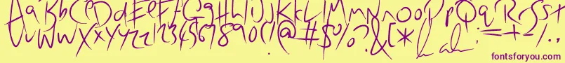LazyWriter Font – Purple Fonts on Yellow Background