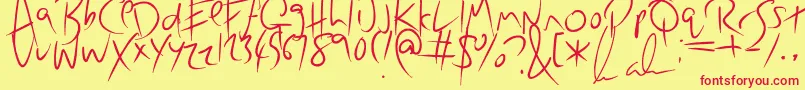 LazyWriter Font – Red Fonts on Yellow Background