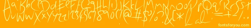 fuente LazyWriter – Fuentes Amarillas Sobre Fondo Naranja