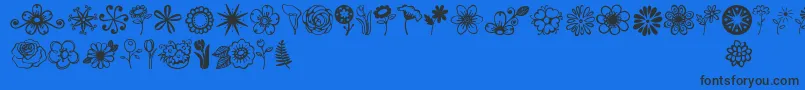 フォントJandaflowerdoodles – 黒い文字の青い背景