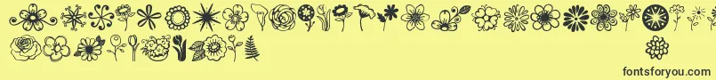 Czcionka Jandaflowerdoodles – czarne czcionki na żółtym tle