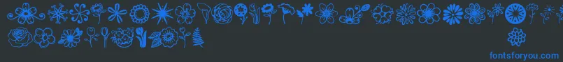 Jandaflowerdoodles-fontti – siniset fontit mustalla taustalla