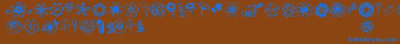 Jandaflowerdoodles-Schriftart – Blaue Schriften auf braunem Hintergrund