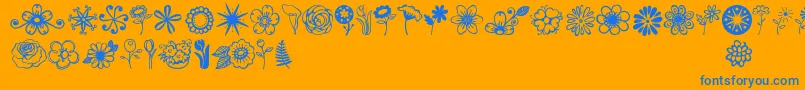 Jandaflowerdoodles-Schriftart – Blaue Schriften auf orangefarbenem Hintergrund