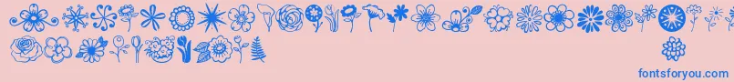 Fonte Jandaflowerdoodles – fontes azuis em um fundo rosa