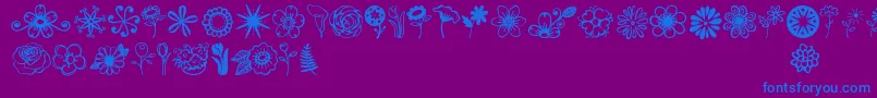 フォントJandaflowerdoodles – 紫色の背景に青い文字
