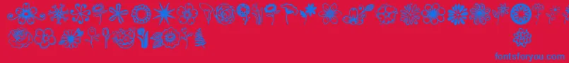 フォントJandaflowerdoodles – 赤い背景に青い文字