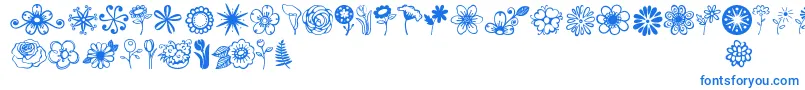 Jandaflowerdoodles-fontti – siniset fontit valkoisella taustalla