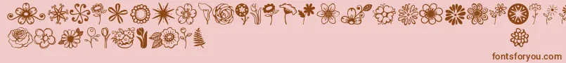 Jandaflowerdoodles-fontti – ruskeat fontit vaaleanpunaisella taustalla