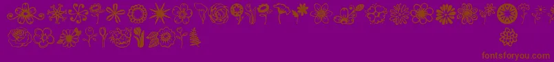 Czcionka Jandaflowerdoodles – brązowe czcionki na fioletowym tle