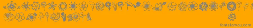 Jandaflowerdoodles-Schriftart – Graue Schriften auf orangefarbenem Hintergrund