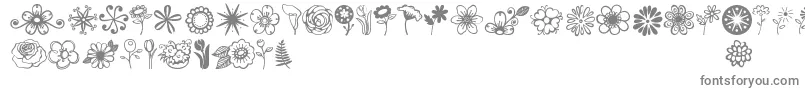 Jandaflowerdoodles-fontti – harmaat kirjasimet valkoisella taustalla