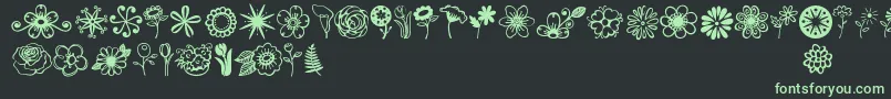 Jandaflowerdoodles-fontti – vihreät fontit mustalla taustalla