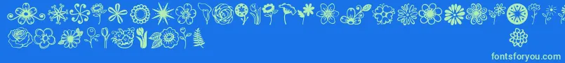 Czcionka Jandaflowerdoodles – zielone czcionki na niebieskim tle
