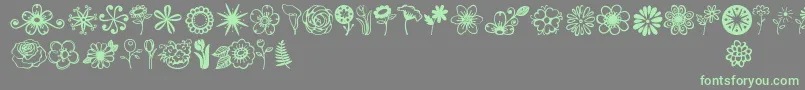 Jandaflowerdoodles-fontti – vihreät fontit harmaalla taustalla