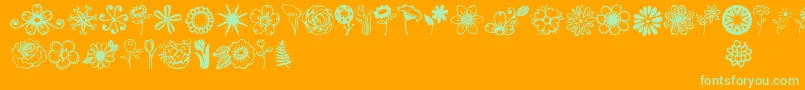 Jandaflowerdoodles-Schriftart – Grüne Schriften auf orangefarbenem Hintergrund