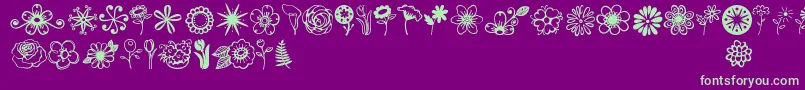 Jandaflowerdoodles-fontti – vihreät fontit violetilla taustalla