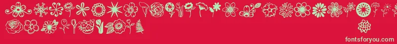 Czcionka Jandaflowerdoodles – zielone czcionki na czerwonym tle