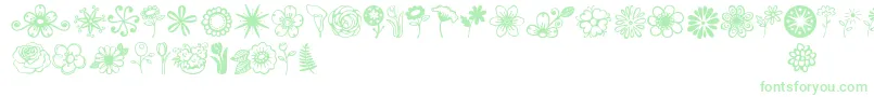 Jandaflowerdoodles-Schriftart – Grüne Schriften auf weißem Hintergrund