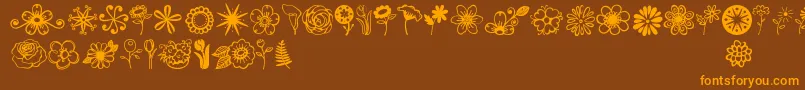 Czcionka Jandaflowerdoodles – pomarańczowe czcionki na brązowym tle