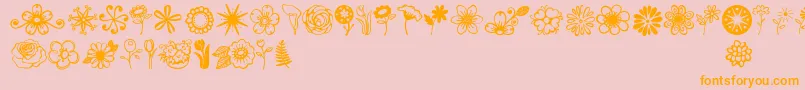 Jandaflowerdoodles-Schriftart – Orangefarbene Schriften auf rosa Hintergrund
