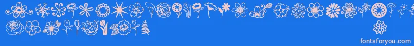 Czcionka Jandaflowerdoodles – różowe czcionki na niebieskim tle