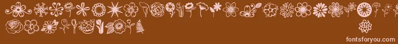 Jandaflowerdoodles-fontti – vaaleanpunaiset fontit ruskealla taustalla