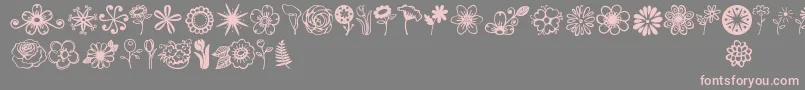 Jandaflowerdoodles-fontti – vaaleanpunaiset fontit harmaalla taustalla