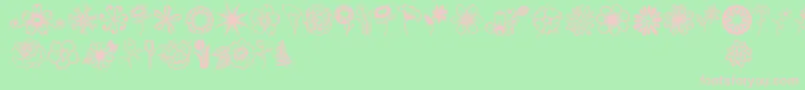 フォントJandaflowerdoodles – 緑の背景にピンクのフォント