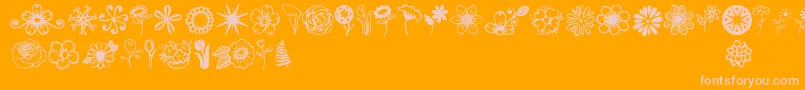 Jandaflowerdoodles-fontti – vaaleanpunaiset fontit oranssilla taustalla