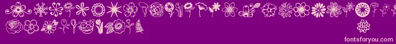 Jandaflowerdoodles-fontti – vaaleanpunaiset fontit violetilla taustalla