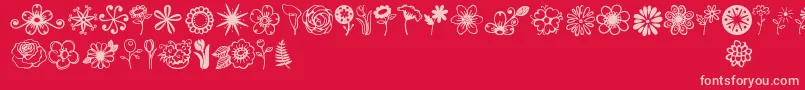 フォントJandaflowerdoodles – 赤い背景にピンクのフォント