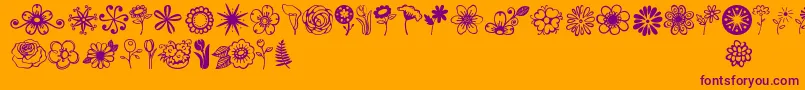 Czcionka Jandaflowerdoodles – fioletowe czcionki na pomarańczowym tle