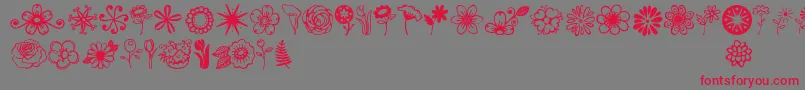 Jandaflowerdoodles-fontti – punaiset fontit harmaalla taustalla