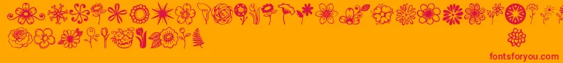 Jandaflowerdoodles Font – Red Fonts on Orange Background