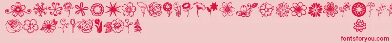 Jandaflowerdoodles-fontti – punaiset fontit vaaleanpunaisella taustalla