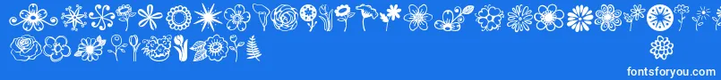 Czcionka Jandaflowerdoodles – białe czcionki na niebieskim tle