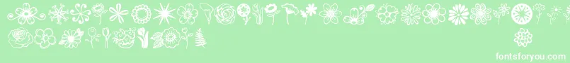 Шрифт Jandaflowerdoodles – белые шрифты на зелёном фоне