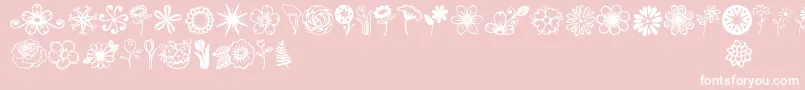 Fonte Jandaflowerdoodles – fontes brancas em um fundo rosa