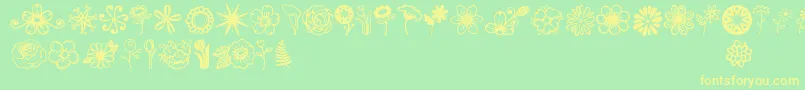 Czcionka Jandaflowerdoodles – żółte czcionki na zielonym tle