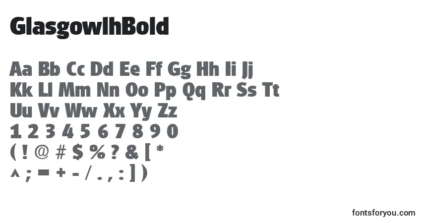 Шрифт GlasgowlhBold – алфавит, цифры, специальные символы