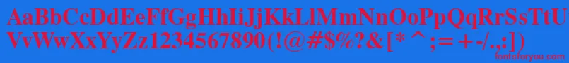 Dutch801BoldTl-Schriftart – Rote Schriften auf blauem Hintergrund