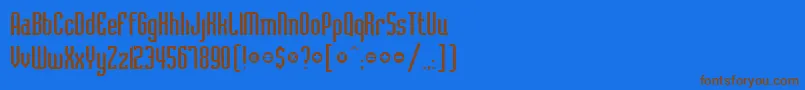 フォントBelushiRegularDb – 茶色の文字が青い背景にあります。