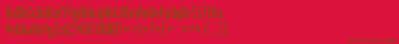 BelushiRegularDb-fontti – ruskeat fontit punaisella taustalla