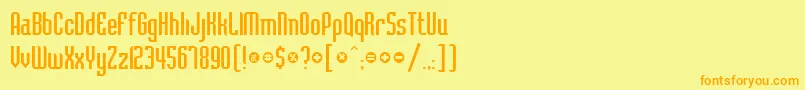 フォントBelushiRegularDb – オレンジの文字が黄色の背景にあります。