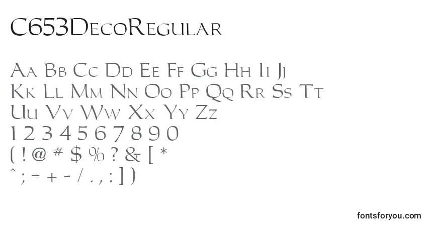 Шрифт C653DecoRegular – алфавит, цифры, специальные символы