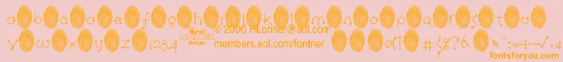 RingpinTrialVersion-Schriftart – Orangefarbene Schriften auf rosa Hintergrund